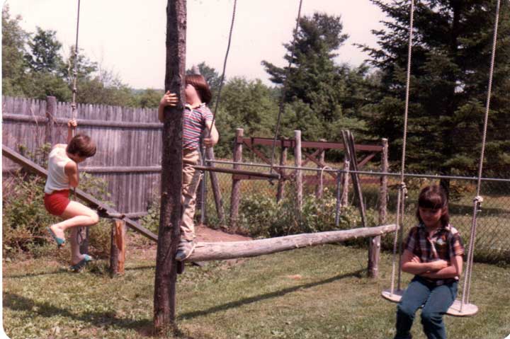 Home made playground behind the Cate House.