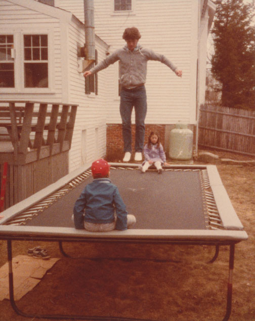 Dean, BEcky & Bobn on our Pacer-Mat tramppoline.